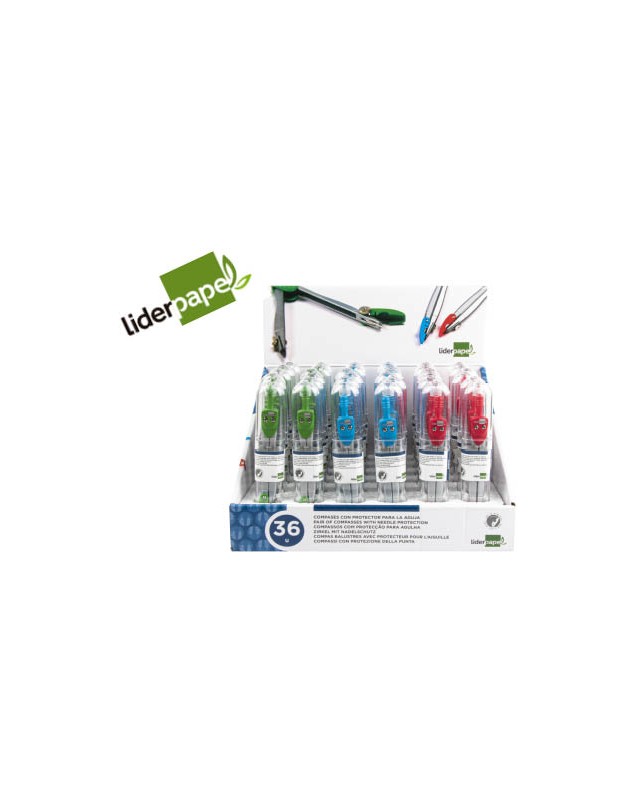 Compas liderpapel con protector de punta colores surtidos