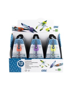 Compas liderpapel one con bigotera adaptador universal yminas colores surtidos