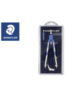 Compas staedtler micrometrico con ajuste rueda central sin alargadera con adaptador y tubo de minas