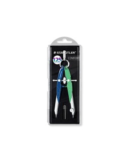 Compas staedtler micrometrico mars 556 azul/verde con husillo y rueda central