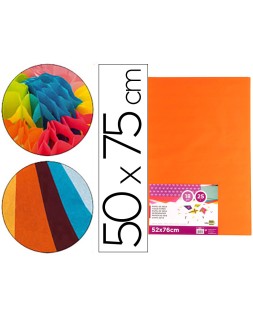 Papel seda liderpapel naranja 52x76 cm 18 gr paquete de 25 hojas