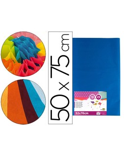 Papel seda liderpapel azul 52x76 cm 18 gr paquete de 25 hojas