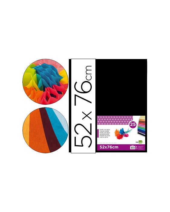 Papel seda liderpapel negro 52x76 cm 18 gr paquete de 25 hojas
