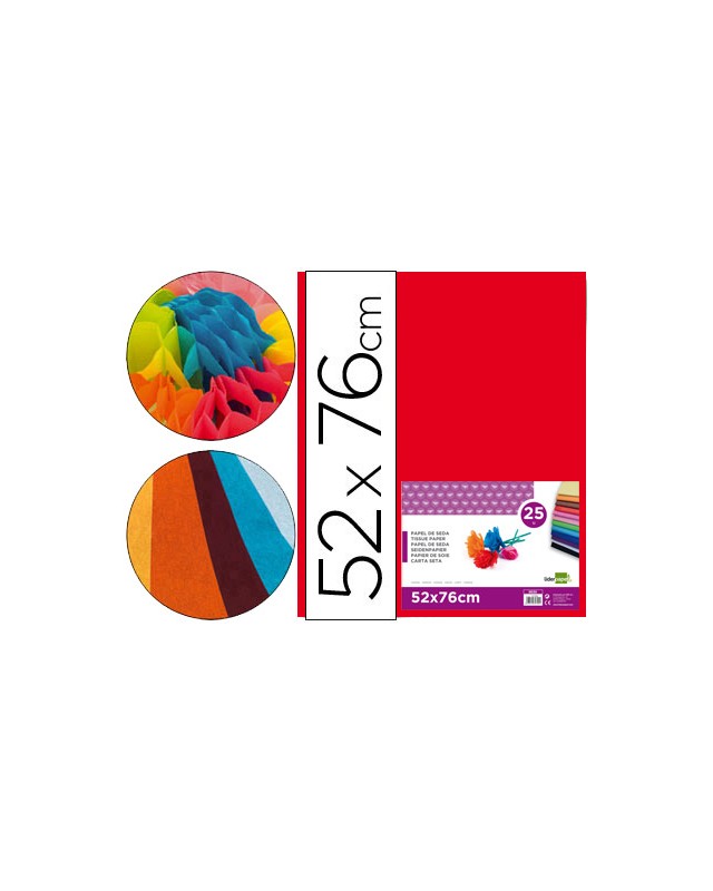 Papel seda liderpapel rojo 52x76 cm 18 gr paquete de 25 hojas