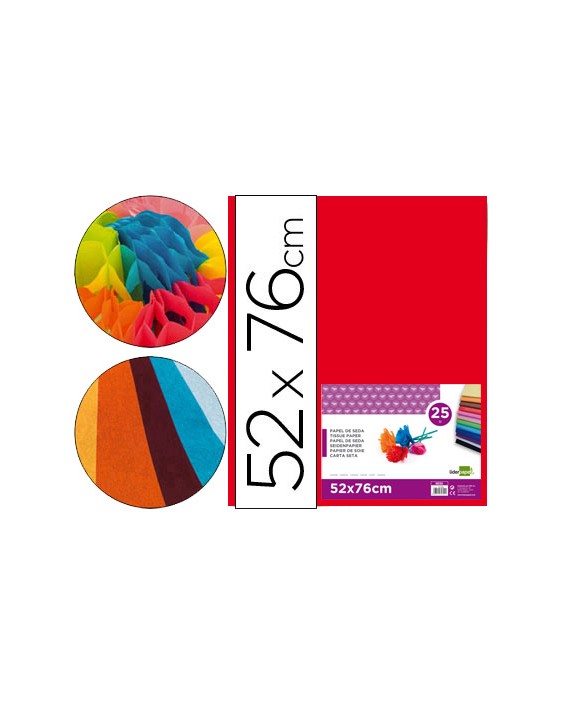 Papel seda liderpapel rojo 52x76 cm 18 gr paquete de 25 hojas