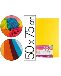 Papel seda liderpapel amarillo 52x76 cm 18 gr paquete de 25 hojas