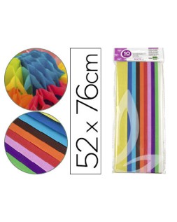 Papel seda liderpapel 52x76cm 18g/m2 bolsa de 10 hojas colores surtidos