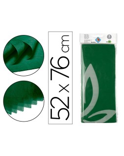 Papel seda liderpapel 52x76cm 18g/m2 bolsa de 5 hojas verde oscuro