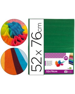 Papel seda liderpapel verde oscuro 52x76cm 18 gr/m2 paquete de 25 hojas