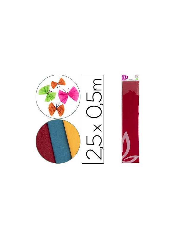 Papel crespon liderpapel 50 cm x 2.5m 34g/m2 rojo