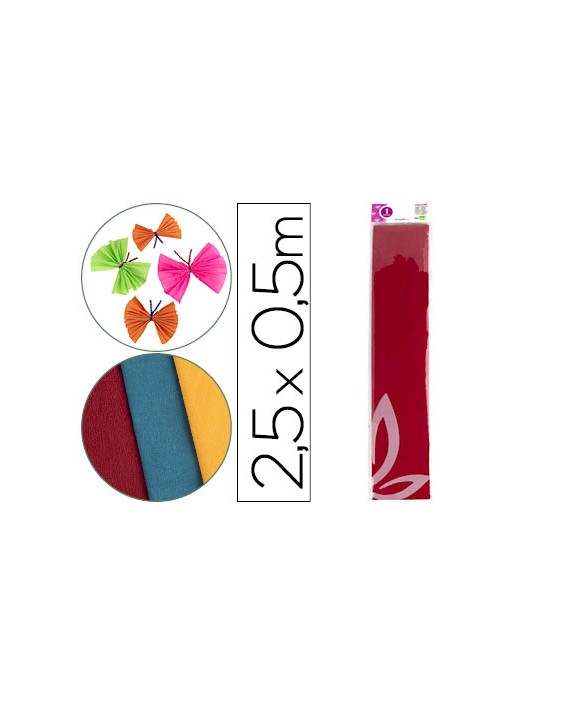Papel crespon liderpapel 50 cm x 2.5m 34g/m2 rojo