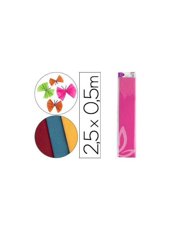 Papel crespon liderpapel 50 cm x 2.5m 34g/m2 rosa