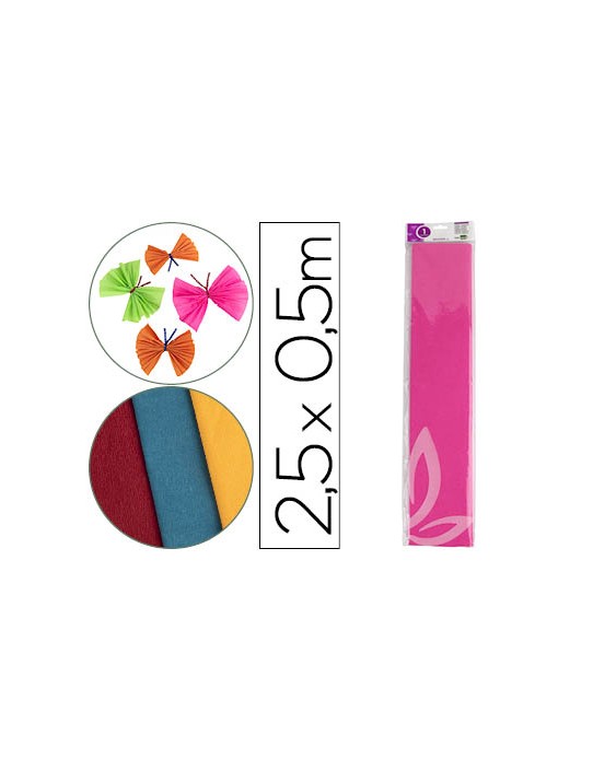 Papel crespon liderpapel 50 cm x 2.5m 34g/m2 rosa
