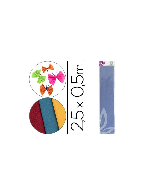 Papel crespon liderpapel 50 cm x 2.5m 34g/m2 celeste