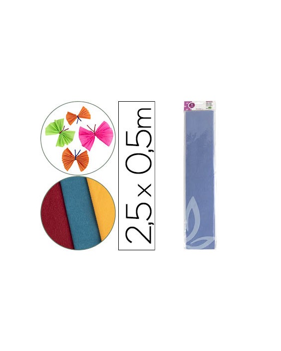 Papel crespon liderpapel 50 cm x 2.5m 34g/m2 celeste