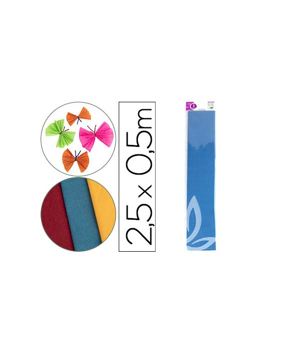 Papel crespon liderpapel 50 cm x 2.5m 34g/m2 azul