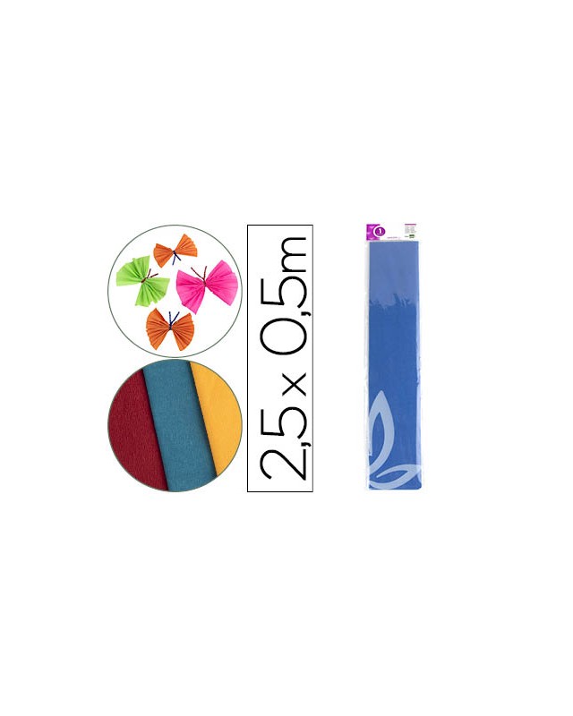 Papel crespon liderpapel 50 cm x 2.5m 34g/m2 azul marino