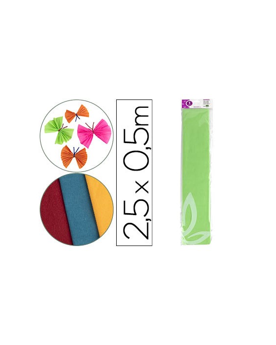 Papel crespon liderpapel 50 cm x 2.5m 34g/m2 verde claro