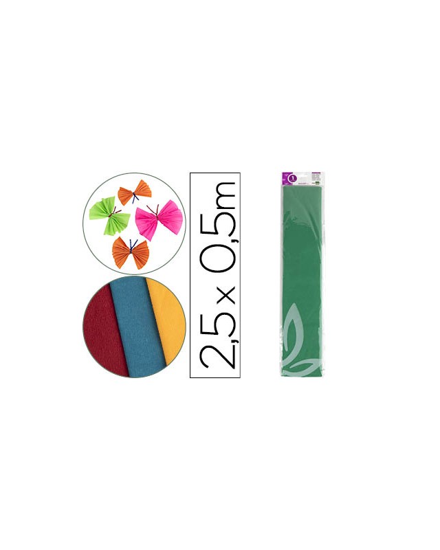 Papel crespon liderpapel 50 cm x 2.5m 34g/m2 verde