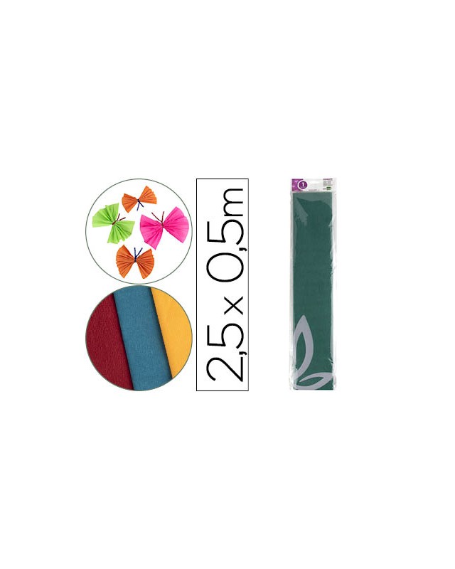 Papel crespon liderpapel 50 cm x 2.5m 34g/m2 verde oscuro