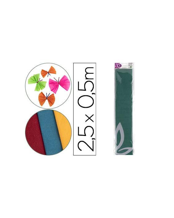 Papel crespon liderpapel 50 cm x 2.5m 34g/m2 verde oscuro