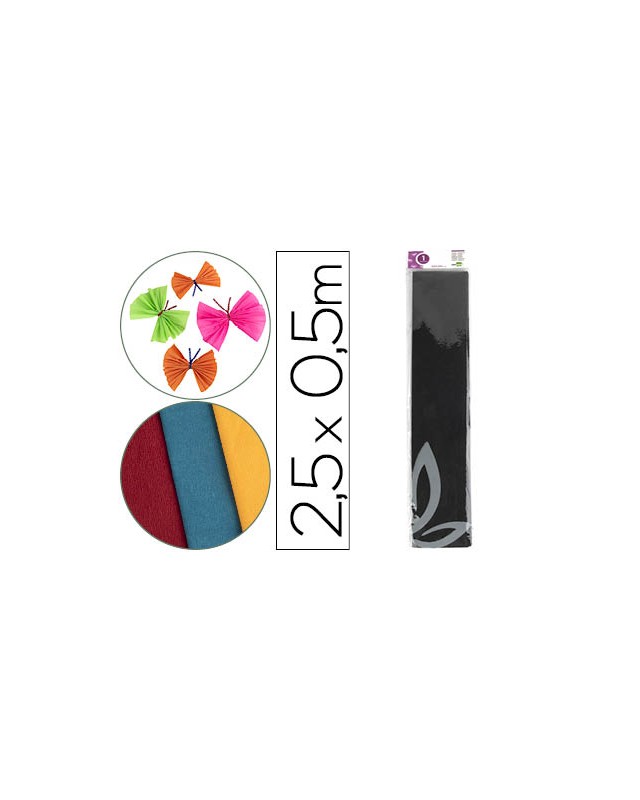 Papel crespon liderpapel 50 cm x 2.5m 34g/m2 negro