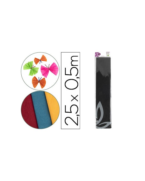 Papel crespon liderpapel 50 cm x 2.5m 34g/m2 negro