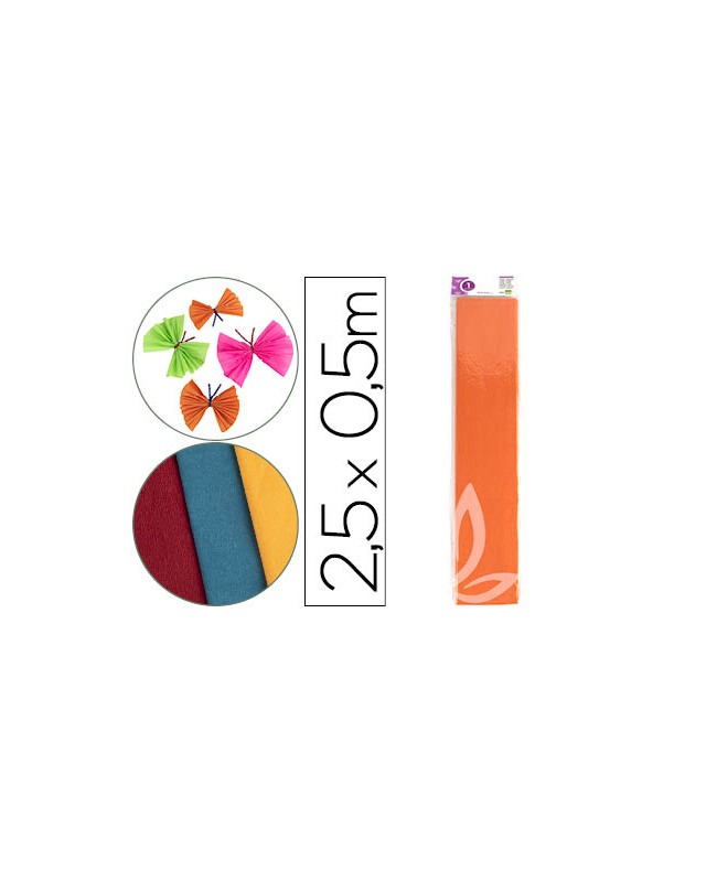 Papel crespon liderpapel 50 cm x 2.5m 34g/m2 naranja claro