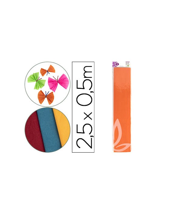 Papel crespon liderpapel 50 cm x 2.5m 34g/m2 naranja claro