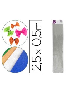 Papel crespon liderpapel 50 cm x 2.5m metalizado plata