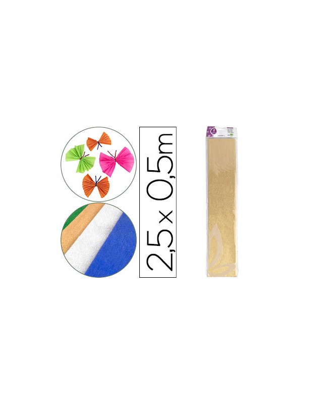 Papel crespon liderpapel 50 cm x 2.5m metalizado oro