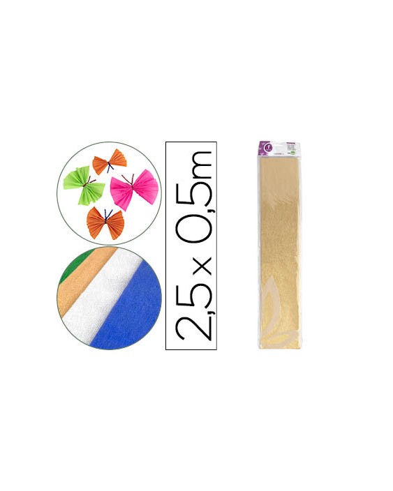 Papel crespon liderpapel 50 cm x 2.5m metalizado oro