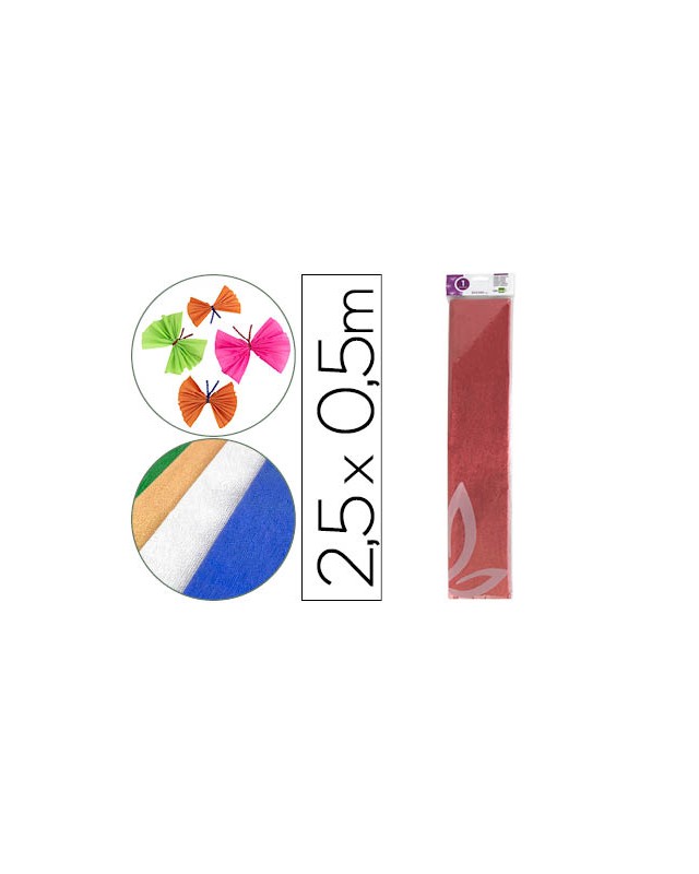 Papel crespon liderpapel 50 cm x 2.5m metalizado rojo