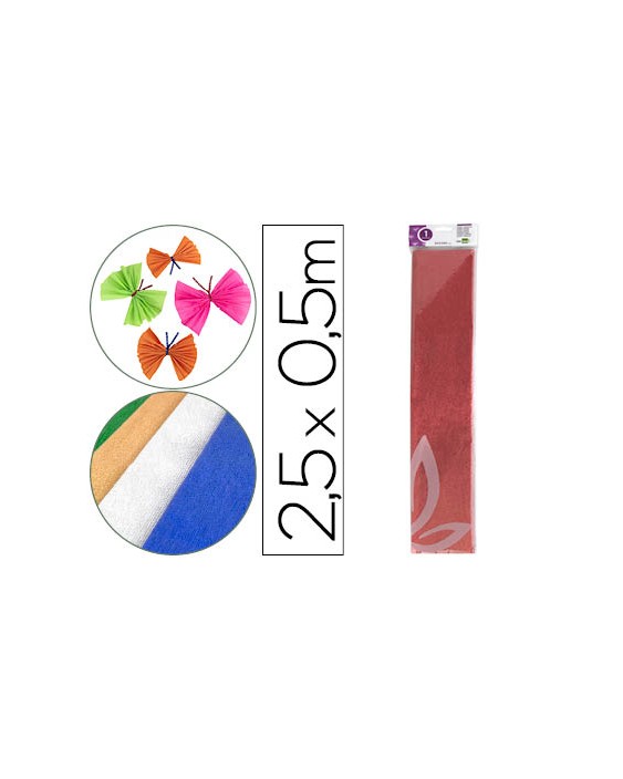 Papel crespon liderpapel 50 cm x 2.5m metalizado rojo