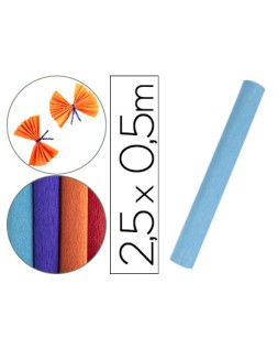 Papel crespon liderpapel rollo de 50 cm x 2,5 m 85g/m2 celeste