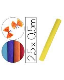 Papel crespon liderpapel rollo de 50 cm x 2,5 m 85g/m2 amarillo