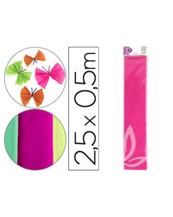 Papel crespon liderpapel 50 cm x 2,5 m 34g/m2 rosa fluorescente