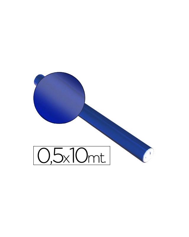 Papel metalizado azul rollo continuo de 0,5 x 10 m