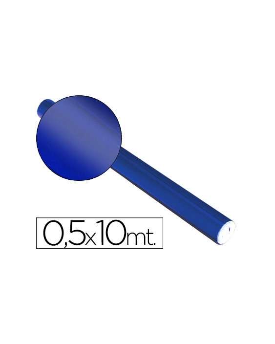 Papel metalizado azul rollo continuo de 0,5 x 10 m