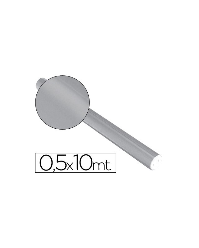 Papel metalizado plata rollo continuo de 0,5 x 10 m