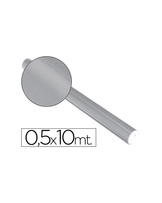 Papel metalizado plata rollo continuo de 0,5 x 10 m
