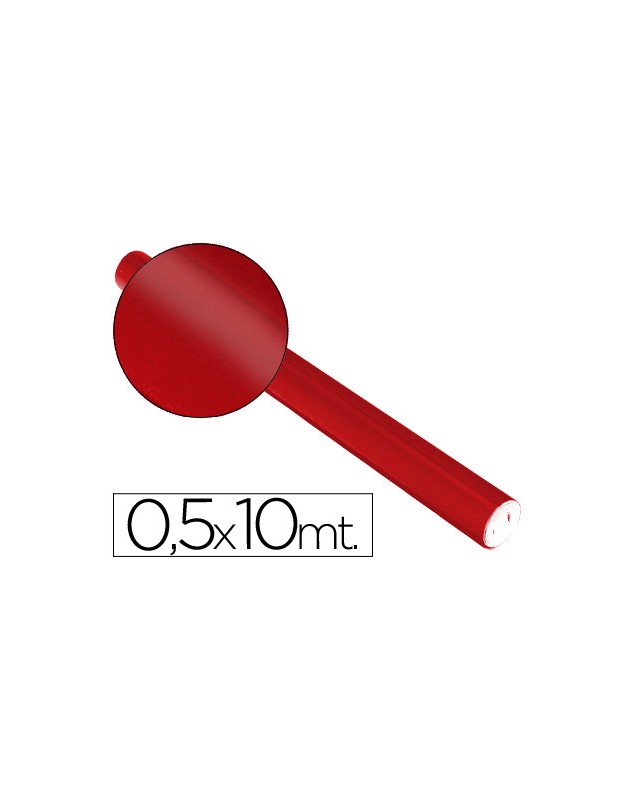 Papel metalizado rojo rollo continuo de 0,5 x 10 m