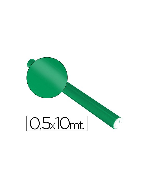 Papel metalizado verde rollo continuo de 0,5 x 10 m