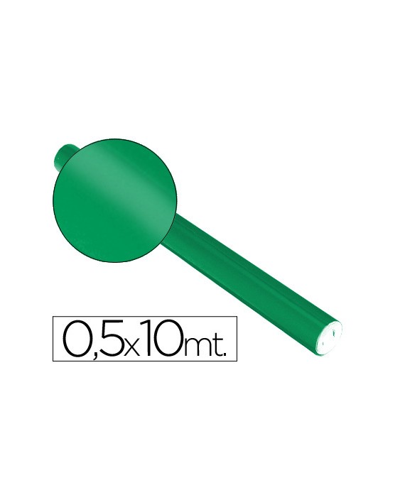Papel metalizado verde rollo continuo de 0,5 x 10 m