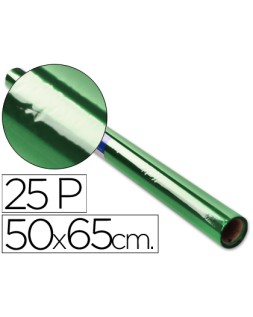 Papel celofan rollo trepado verde 25 hojas de 50x65 cm