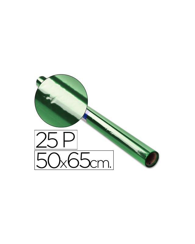 Papel celofan rollo trepado verde 25 hojas de 50x65 cm