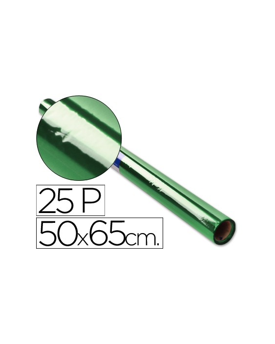 Papel celofan rollo trepado verde 25 hojas de 50x65 cm