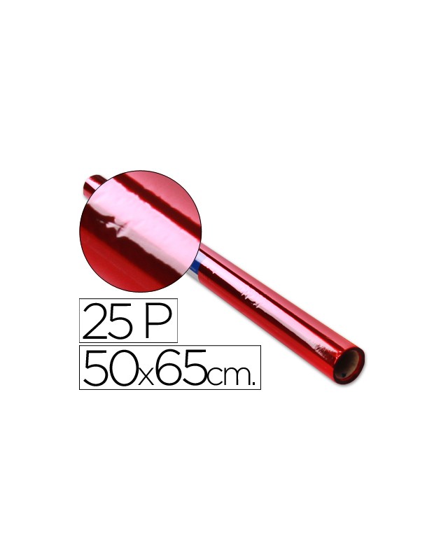 Papel celofan rollo trepado rojo 25 hojas de 50x65 cm