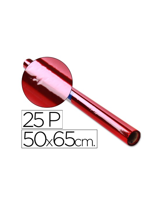 Papel celofan rollo trepado rojo 25 hojas de 50x65 cm