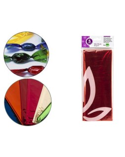 Papel celofan liderpapel 50x70 cm 22 g bolsa de 5 hojas naranja